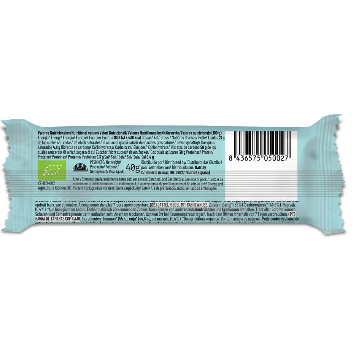 Pack 4x Barrita Raw BIO - Anacardos | 4 x 40g