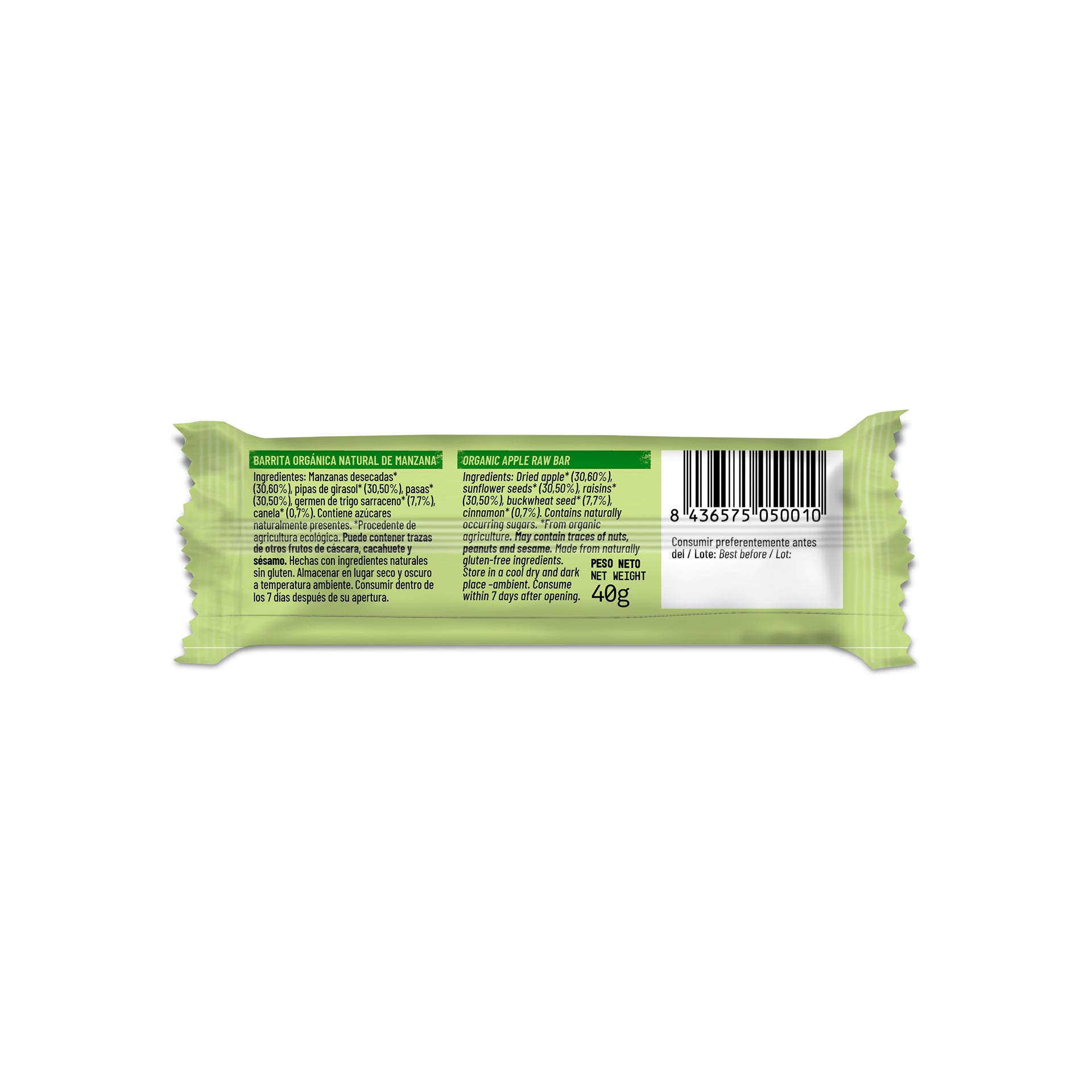 Raw Apple Bar | BIO | 40g - EXP. March 16, 2027
