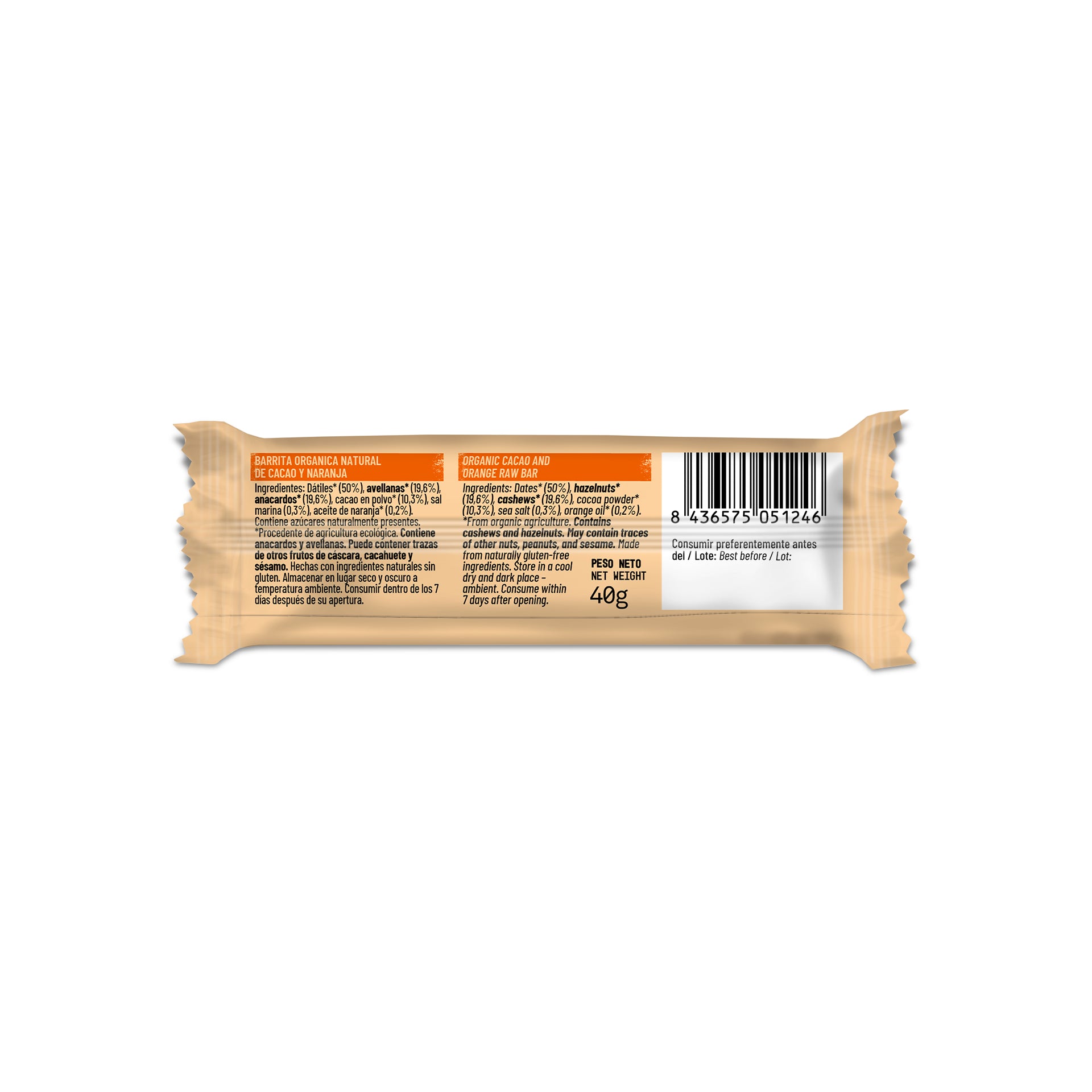 Raw Cocoa and Orange Bar | BIO | 40g