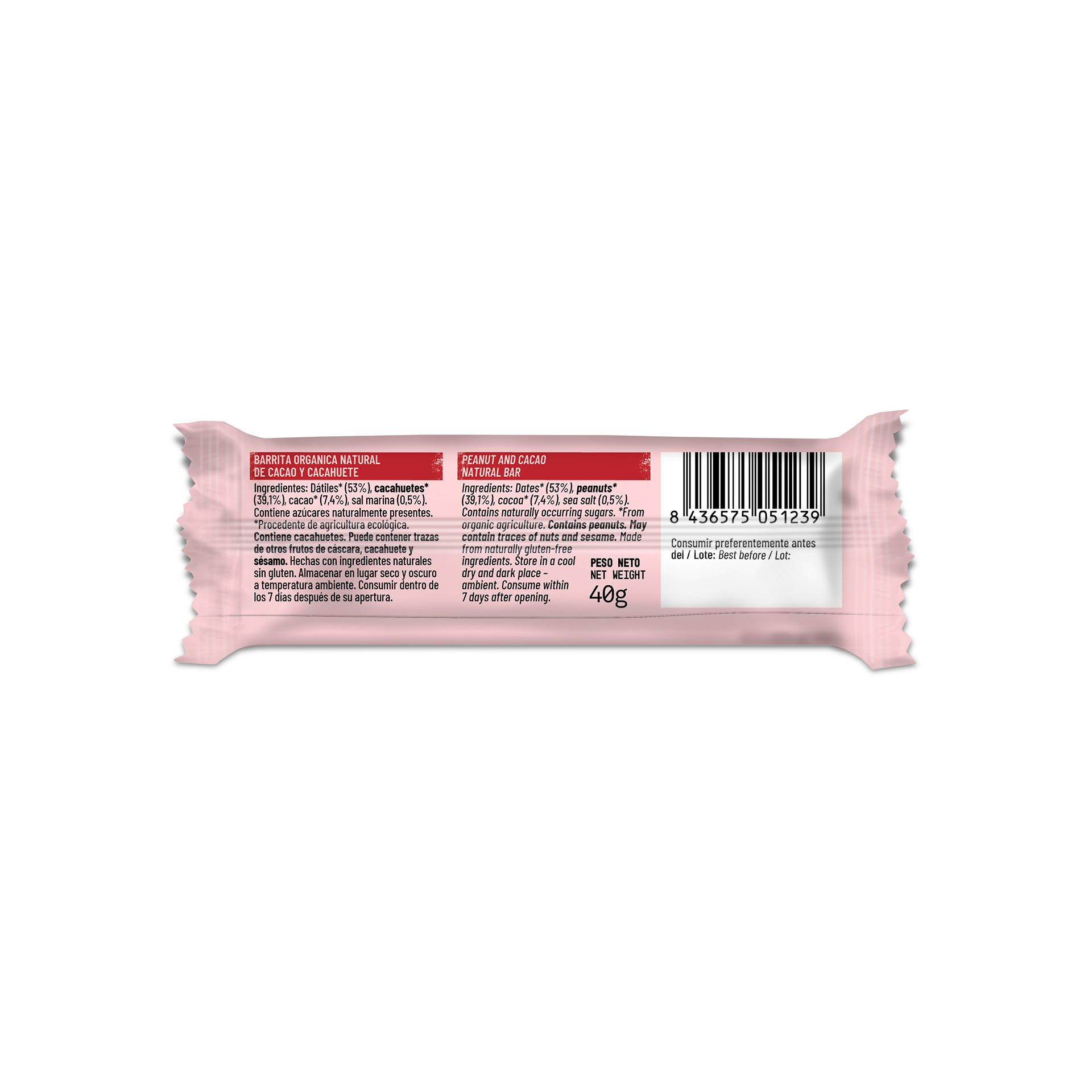Barrita Raw de Cacao y Cacahuete