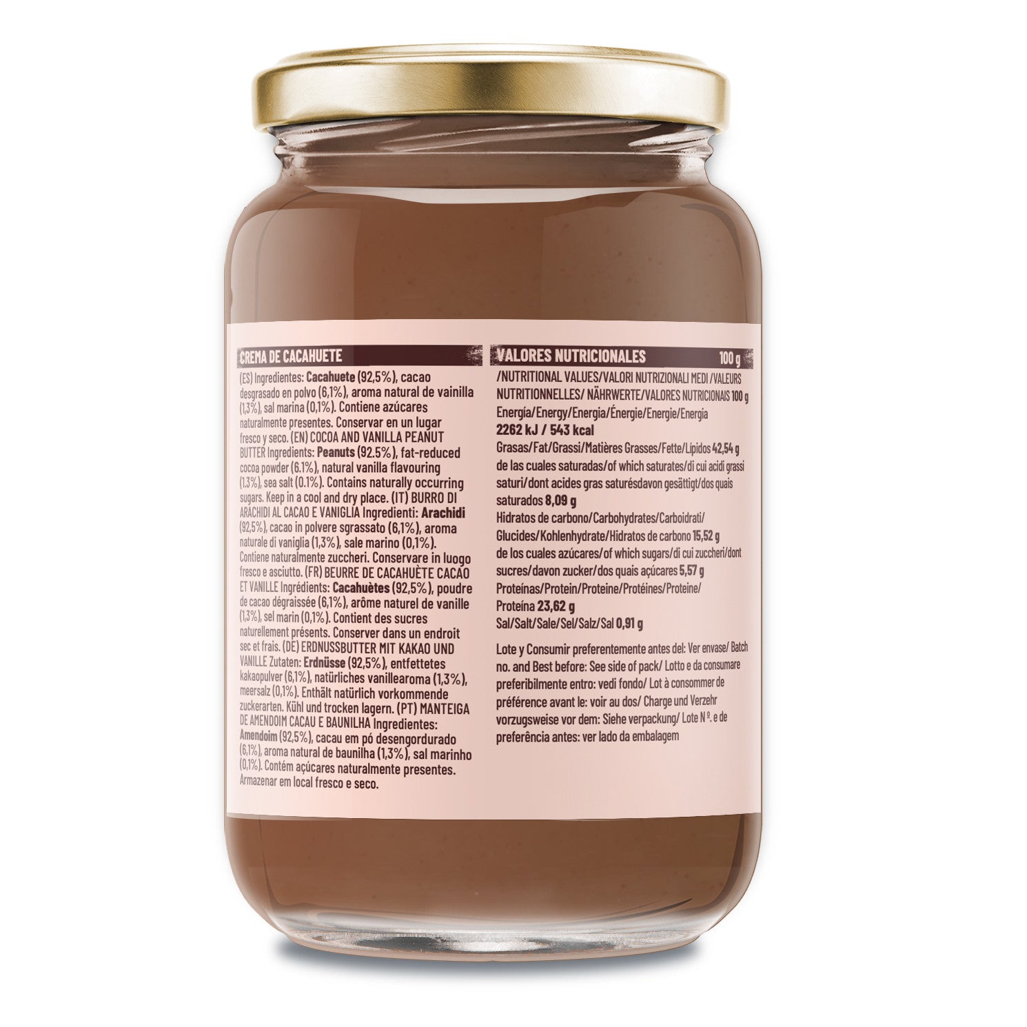 Crema de Cacahuetes 100% Cacao y Vainilla | 500g